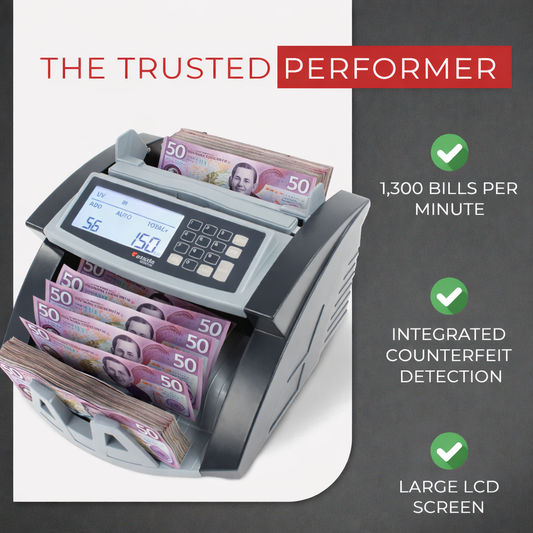 Cassida® 5520 banknote counter for New Zealand banknotes.