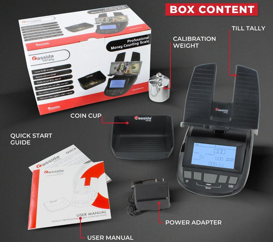 Cassida® Till Tally™ note and coin counting scales - Money Counter