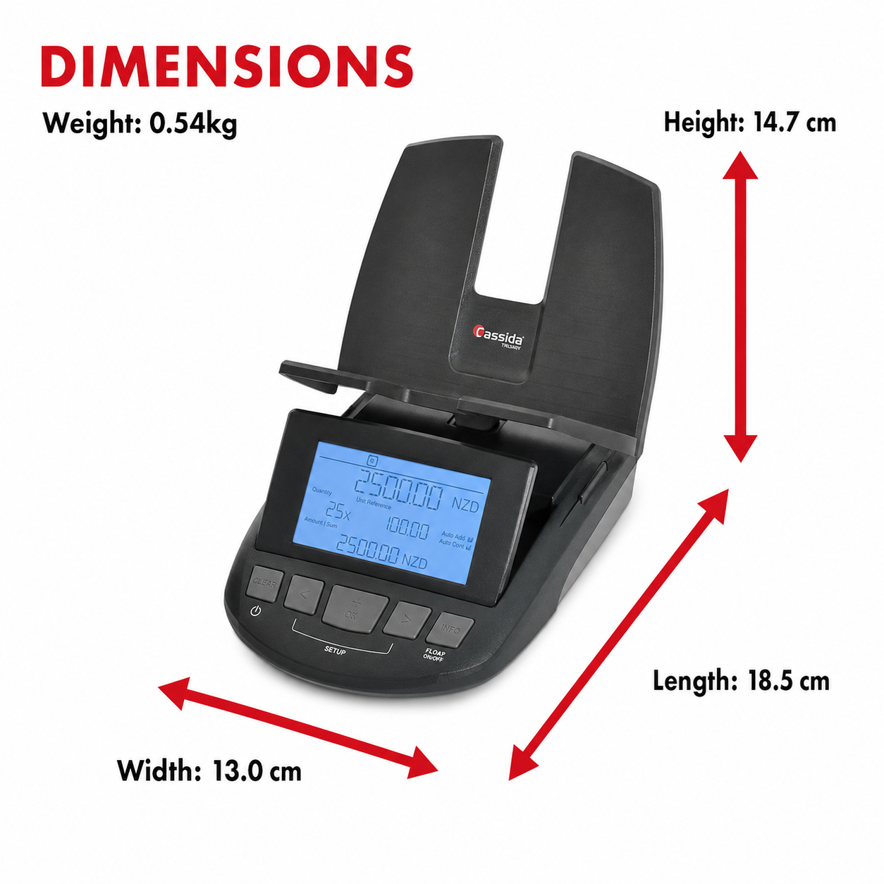 Cassida® Till Tally™ note and coin counting scales - Money Counter